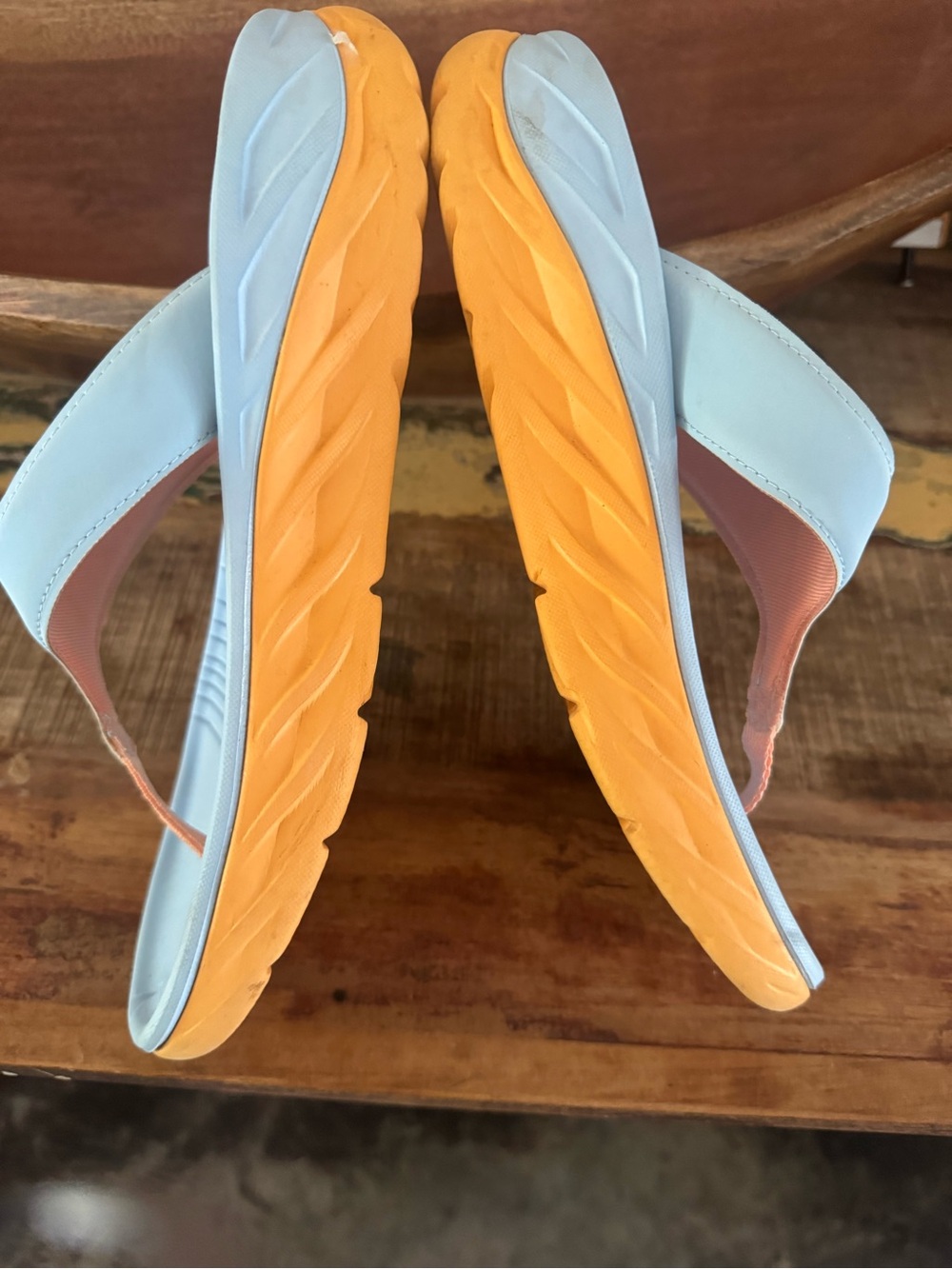 HOKA one one ora recovery Women's Light Blue and Orange Women’s Thong Sandals - Picture 6 of 6